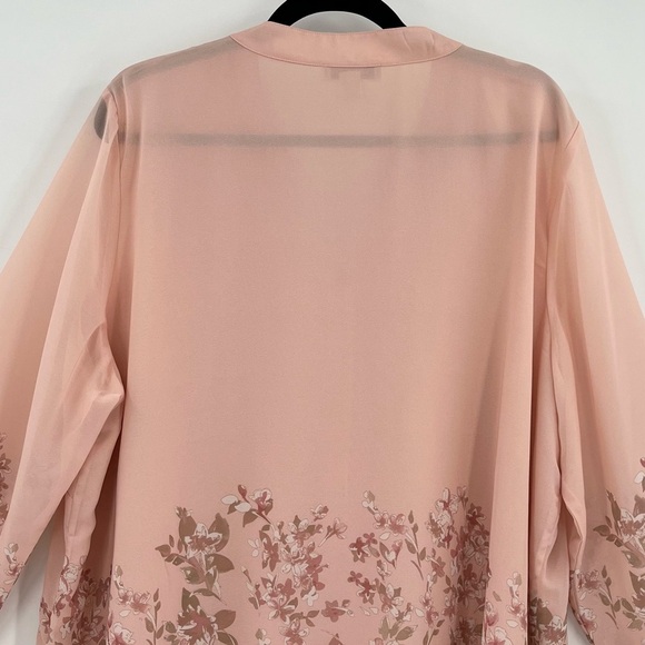 Coldwater Creek Sheer Pink Floral Print Chiffon Tunic Blouse Top 2X - Picture 7 of 10